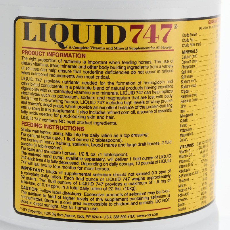 YTEX Equine D GAL Tuttle's Liquid 747 Feed Supplement