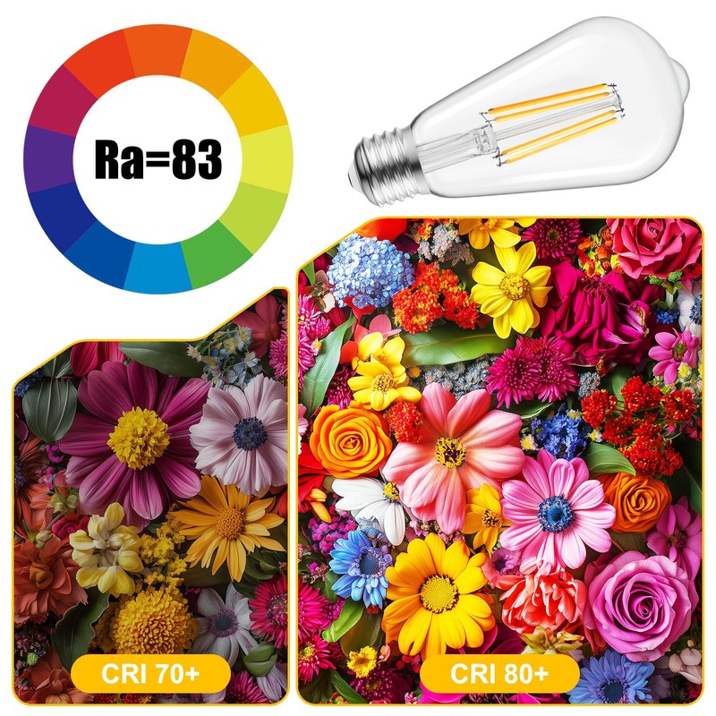 Brightown 6 Pack LED Edison Light Bulbs, 6W, Equivalent 60W,