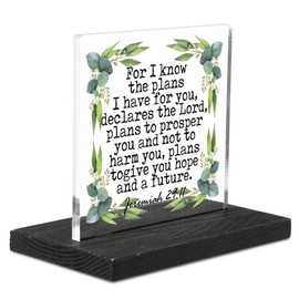 llxxeyopqdxz For I Know the Plans I Have for You Sign, Bible Verse Plaque, Acrylic & Wood, 3.94 x 3.94 inches, Home Decor