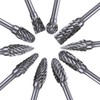 Gasea 10pcs 1/8”(3mm) Shank Rotary Burr Double Cut Tungsten Carbide