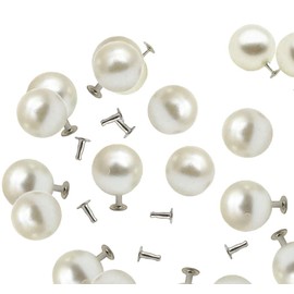 AKOAK 100 Set Pearl Rivet,Half Hole Faux Pearls Rivets Studs Buttons for Hat/Shoe/Clothes/Bag/Skirt/Bridal Veil DIY Accessories (10.0mm)