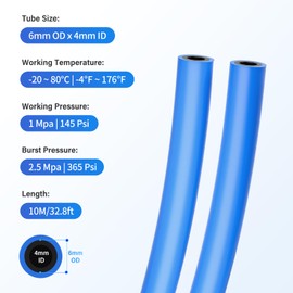 TAILONZ PNEUMATIC Blue 6mm OD 4mm ID Polyurethane PU Double-Layer Air-Resistant Pipe with High Temperature Resistance Air Hose Pipe Tube Kit 10 Meter 32.8ft