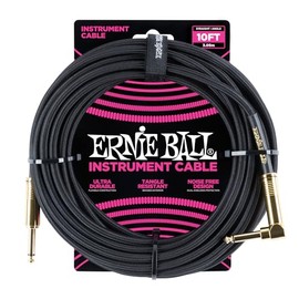 Ernie Ball - Cable trenzado para instrumentos, recto/angular, 10 pies, color negro (P06081)