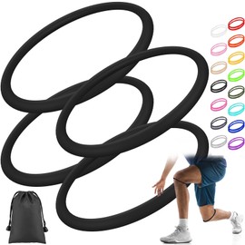 Foilswirl 4 Pcs Silicone Patella Knee Band for Basketball Patella Tendon Support Knee Pain Running Tendon Brace Support Strap (Black,M)