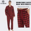 YUSHOW Mens Flannel Pajamas Set Cotton Plaid Pjs Button Down