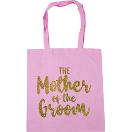 Hippowarehouse The mother of the groom - gold glitter Tote Shopping Gym Beach Bag 42cm x38cm, 10 litres