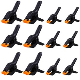 12 Pack Plastic Spring Clamps, Heavy Duty 4.5 Inches, 3.5 Inches Set Backdrop Clips for Crafts, Backdrop Stand, Woodworking, Photography Studios, Home Improvement