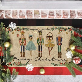 Artoid Mode Watercolor Nutcrackers Merry Christmas Welcome Decorative Doormat, Seasonal Winter Low-Profile Rug Switch Mat for Indoor Outdoor 17x29 Inch