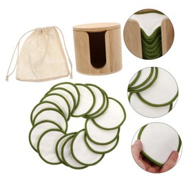 BIUDECO 1 Set Reusable Bamboo Makeup Remover Pads Set Face Wash Pads for Gentle Exfoliation and Deep Cleansing for All Skin Types Includes Wash Bag and Storage Tube