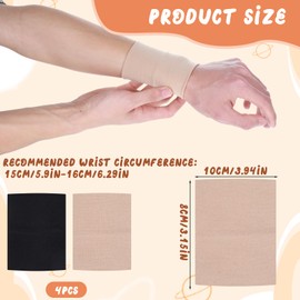 2 Pairs Wrist Compression Sleeve,Soft Wrist Support Brace,Soft Wrist Wrap Elastic Wristbands Carpal Tunnel Wraps Protector for Men and Women Tennis,Fitness,Sport(Beige+Black)