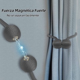 PEIONO 4 Piezas Sujetador de Cortinas, Alzapaños para Cortinas, Fuertes Propiedades Magnéticas,Cinta Magnética Decorativa para Cortinas, Accesorios para Cortinas,Propósito Decorativo(Gris Oscuro)