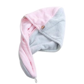 WOIWO Thickened Microfiber Super Absorbent Hair Cap Adult Shower Cap Coral Fleecy Double Layer Blow Free Two-Color Hair Cap