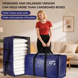 Cryster 8-Pack Heavy-Duty Clear Moving Bags – Extra Large Storage Bags with Strong Handles & Double Zippers, Totes for Storage and Packing