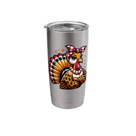 Leopard Turkey Headband For Girl Woman Thanksgiving Autumn Stainless Steel Insulated Tumbler