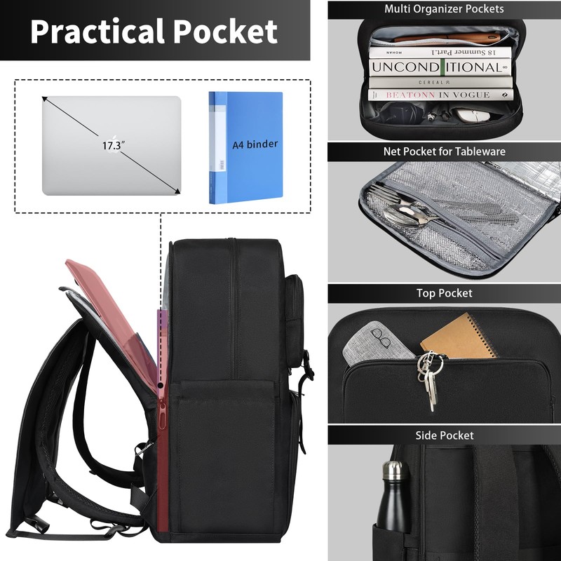 BERTASCHE Laptop Backpack 17.3 inch with Cooler Lunch Box, Work