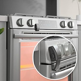 EUDEMON 1 Pack Oven Front Lock,Childproof Oven Door Lock, Easy to Install & Use Durable and Heat-Resistant Material no Tools Need or Drill(White)