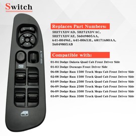 CNPAPC Passenger Side Window Switch Bezel Kit with Removal Tool Compatible with 2002-2005 Dodge Ram 1500 2500 3500 Crew Cab | Replaces OEM 56049805AA | Front Right Power Window Control Trim