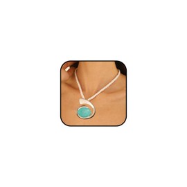 Statement Turquoise Necklace for Women Adjustable Punk Crystal Turquoise Necklace Chunky Exaggerated Turquoise Pendant Necklace Bohemian Holiday Jewelry (silver)