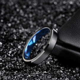 Women's / Men's Tungsten Carbide Rings, Brushed Black Engagement Rings, Tungsten