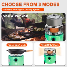 Caynel 2 in 1 Portable Propane Heater and Stove, Outdoor Camping Liquefied Gas Stove, Ice Fishing Hiking Hunting Survival Emergency Tent Multifunctional Handheld Heater（Grey）