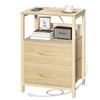 Yoobure Nightstand with Charging Station, Small Night Stand with Fabric