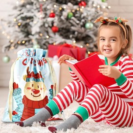 4 Pack Christmas Bags,29 * 43cm DXTXTJ Christmas Wrapping Bags,Green Red Christmas Drawstring Gift Bags Multipack, Reusable Gift Bags for Presents Xmas Party