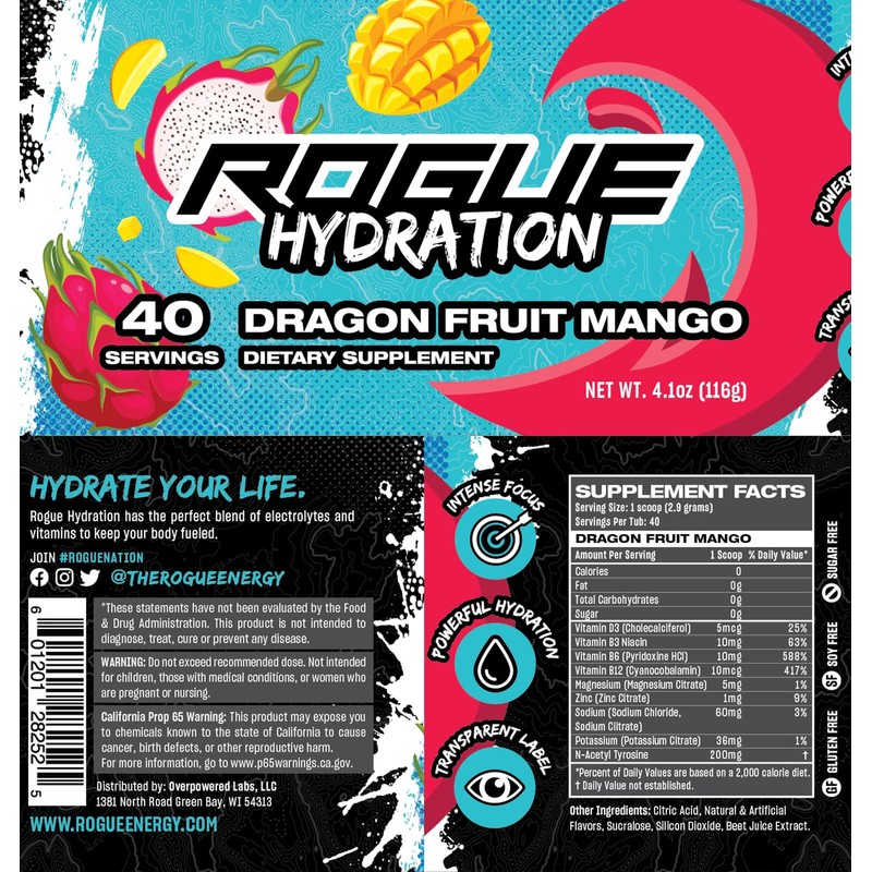 Rogue Energy Gaming Drink, Hydration & Focus Beverage, Esports &