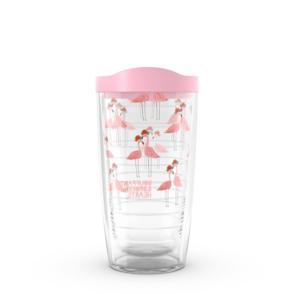 Tervis Bouffants and Broken Hearts Flower Power Flamingo Insulated Tumbler,