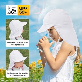 Durio Unisex Children's Peaked Cap with Neck Protection Baby Sun Hat UV SPF50+ with Ties Toddler Summer Hat, Frog