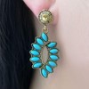 Turquoise Women's Boho Earrings Hanging Green Leaf Earrings Teardrop Oval
