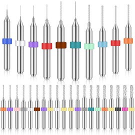 Lothee 30 Pcs Shank Tungsten Carbide Micro Drill Bits Set, Tungsten Steel PCB Print Circuit Board Flute CNC Router Bits for Rough Stone Print Circuit Board Jewelry Engraving (0.1-3.0 mm)