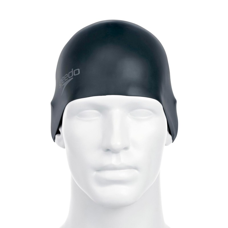 Speedo Unisex Adult's Plain Moulded Swim Cap, Black, One Size