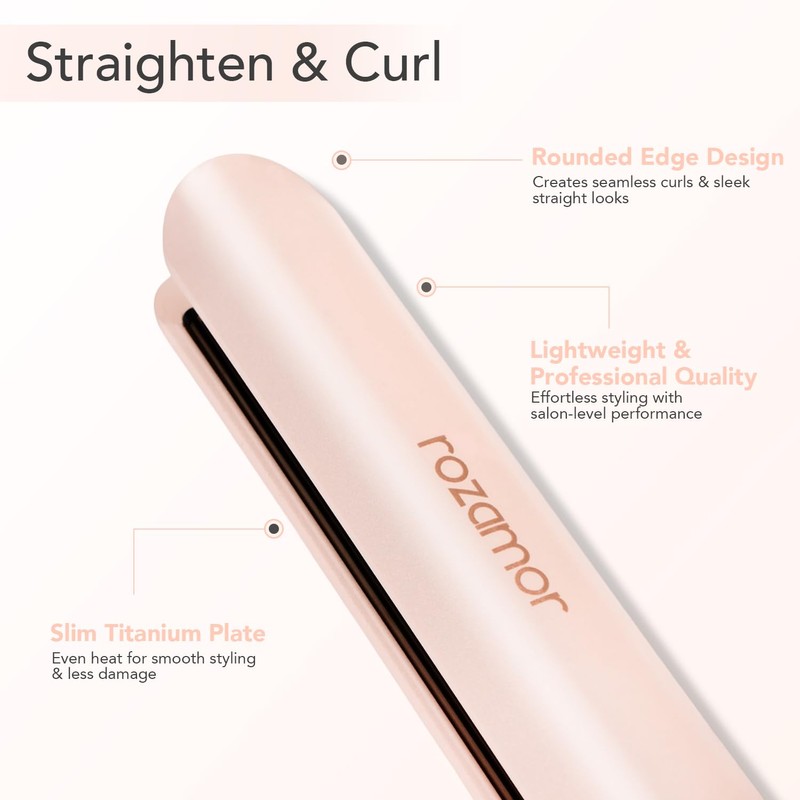 Titanium Flat Iron, 1 Inch Hair Straightener & Curler