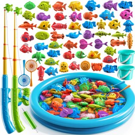 TEMI Magnetic Fishing Game Toy for Kids 3 4 5 6 7 Years Old, Small Pool Toys for Child Ages 4-8, Kids Water Toys Indoor and Outdoor, Summer Toys for Boy and Girls, Gift for Party and Holiday