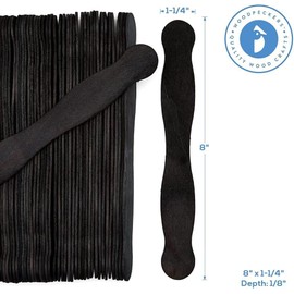 Wooden Black 8" Fan Handles, Wedding Programs, Pack 75, Jumbo Craft Popsicle Sticks for Auction Bid Paddles, Wooden Wavy Flat Stems for DIY Crafting Supplies Kit, by Woodpeckers