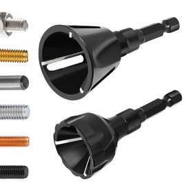 2PCS Burr Removal Tool for Metal, Hakkin Deburring External Chamfer Tool with Tungsten Carbide Blade, Bolt Deburring Tool for 1/8" to 1" (3-25mm), Bolt Thread Repair Tool Chamfer Bit with Hex Shank