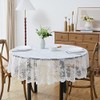 LinenZone Beautiful Round Lace Tablecloth with Elegant Scalloped Bottom for