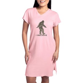 CafePress I Believe In The Bigfoot Women's Nightshirt, Soft Long Pajama Shirt, Cotton PJs/Pyjamas Pink