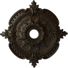Ekena Millwork CM28BESHC Benson Classic Ceiling Medallion, 28 3/8"OD x 3 3/4"ID x 1 5/8"P, Hand-Painted Stone Hearth Crackle
