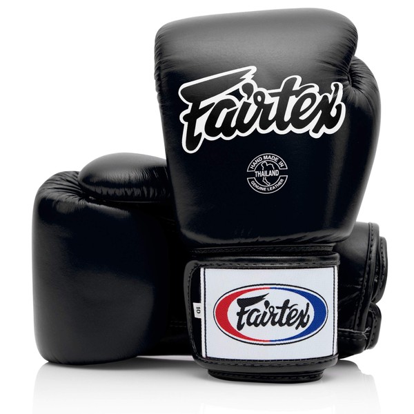 Fairtex BGV1 Muay Thai Boxing Training Sparring Gloves for Men, Women, Kids | MMA Gloves for Martial Arts| Premium Quality, Light Weight & Shock Absorbent 14 oz Boxing Gloves -Black