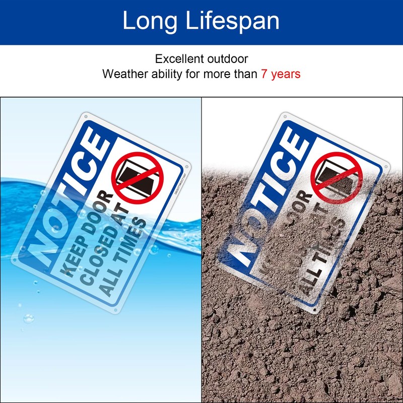 2 Pack Notice- Keep Door Closed At All Times Sign,
