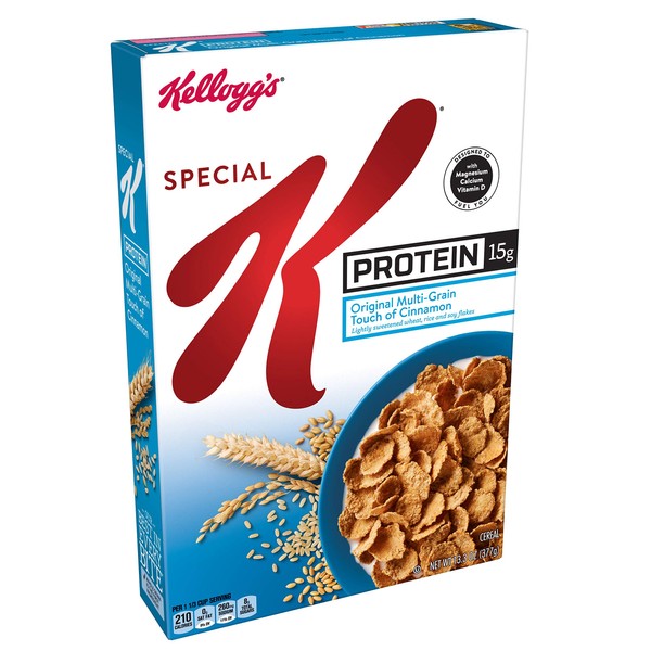 Kellogg's Special K Protein, Breakfast Cereal, Original Multi-Grain Touch of Cinnamon, Low Fat Food, 13.3oz Box