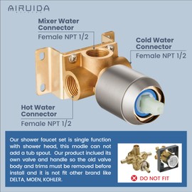Airuida Shower Faucet Set with Rainfall Shower Head and Handle - Brushed Nickel
