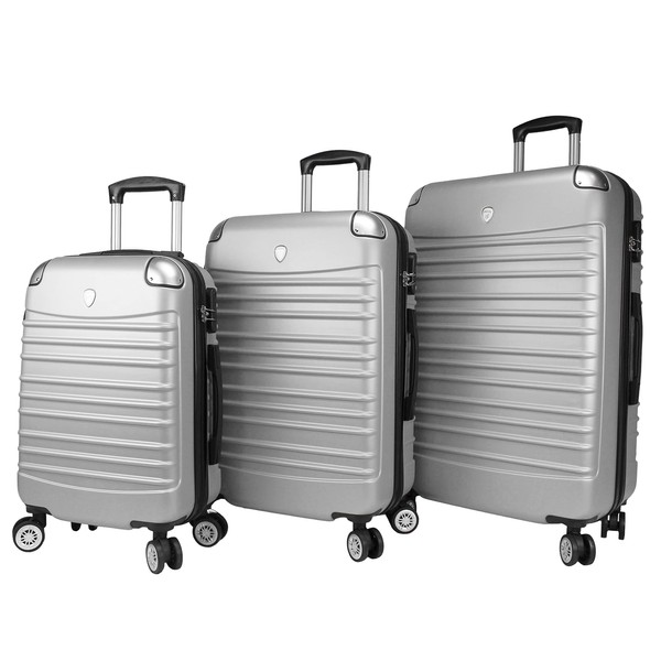 Dejuno Impact Hardside 3-Piece Spinner Luggage Set, Silver, One Size