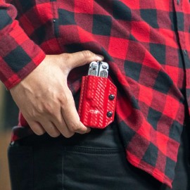 Clip & Carry Kydex Sheath Holder Cover for LEATHERMAN FREE P4 Multi-Tool Tool - Carbon Fiber Red