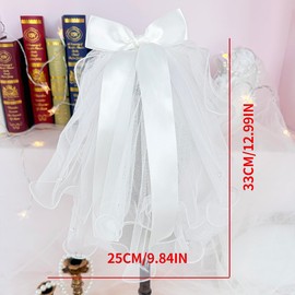 MeiAOBest Pet Wedding Veil,Cat Dog Hair Accessories Clip Dog Bowknot Lace Head Ornament Party Costume for Birthday Valentine's Day Wedding_White Bow