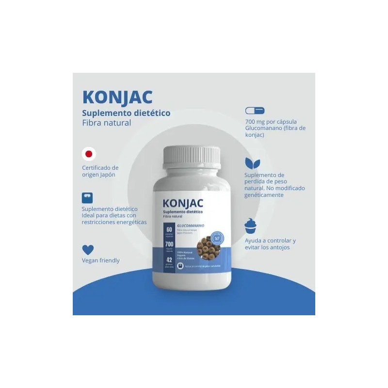 Fibra Natural Konjac Fujiro Japan Suplemento Nutricional Vegano Saciante Cápsulas