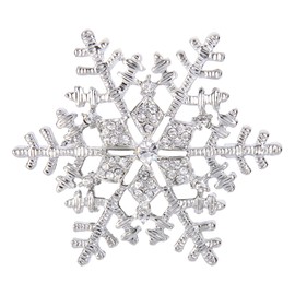 EleQueen Women's Clear Austrian Crystal Winter Snowflake Brooch Pin Silver-tone