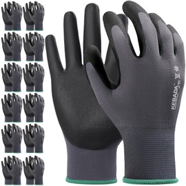 12 Pairs Work Gloves for Men and Women, Nitrile Coated Safety Protective Gloves with Grip, Ideal for Gardening, Warehouse, Mechanic, Light Duty Construction Work,Small