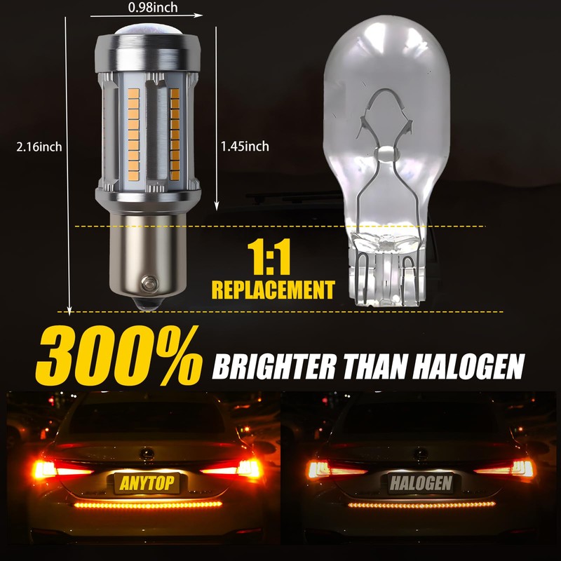 ANYTOP 1156 BA15S (180°) LED Bulb with Projector Amber Yellow
